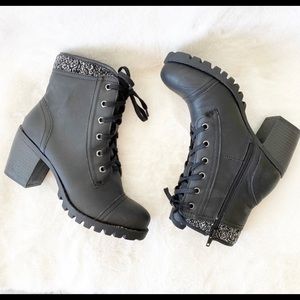 XOXO Black Combat Carola Boots - New With Tags